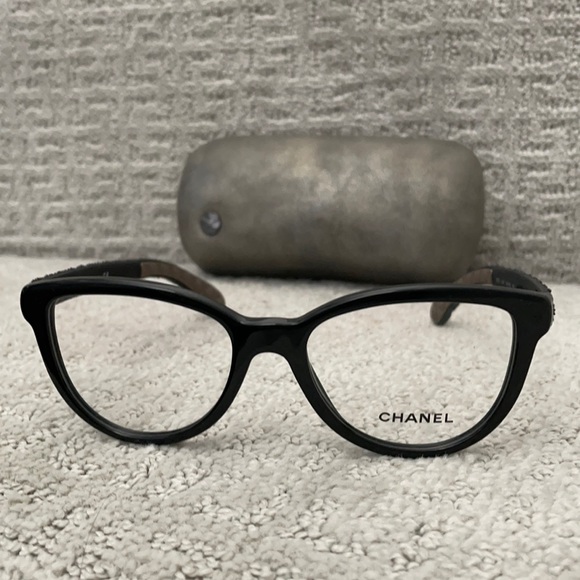 Accessories - New, Chanel Black Cat Eye Glasses Style 3335, Quilted Arms with Case